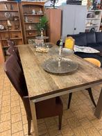 Tafel zilver poot bruine plaat, Huis en Inrichting, Tafels | Eettafels, 100 tot 150 cm, ., Ophalen of Verzenden, Vijf personen of meer