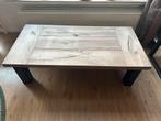 Salontafel Eiken blad en stalen poten, Huis en Inrichting, Ophalen, 100 tot 150 cm, 50 tot 100 cm, Zo goed als nieuw