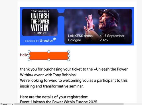 TONY ROBBINS UPW 2025 kaart zilver Keulen 4-7 sept 2025, Tickets en Kaartjes, Overige Tickets en Kaartjes, Eén persoon