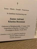 Zr Boonman 1930 Wolphaartsdijk 2012 Breda, Ophalen of Verzenden, Rouwkaart