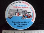 sticker W. Jansen motoren revisie zwolle logo chevron, Verzenden, Zo goed als nieuw, Bedrijf of Vereniging