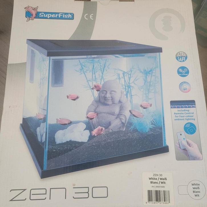 Vis Aquarium - Super Fish Zen 30L, Dieren en Toebehoren, Vissen | Aquaria en Toebehoren, Leeg aquarium, Ophalen