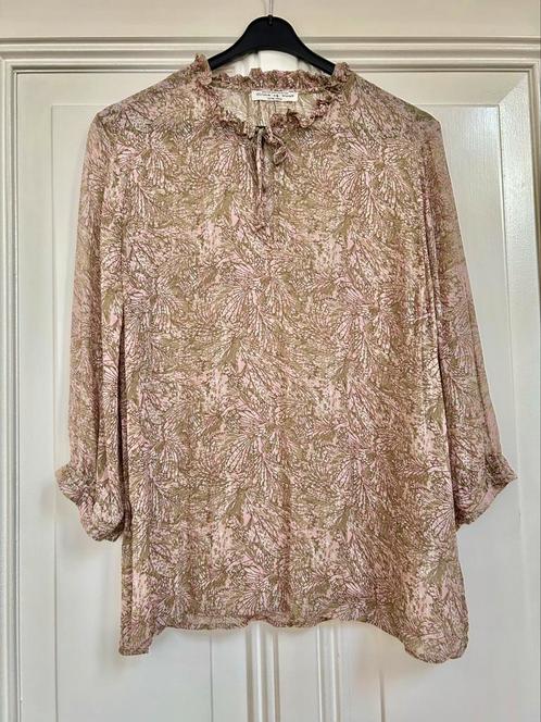 Circle of Trust blouse groen-roze XL met 3/4 mouwtje, Kleding | Dames, Blouses en Tunieken, Zo goed als nieuw, Maat 46/48 (XL) of groter