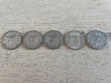 5 x zilveren gulden periode 1956 t/m 1965 beschikbaar voor biedingen