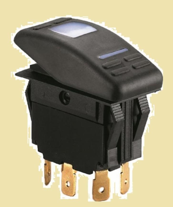 L061012501 Schakelaar SPDT met LED. 5 Polen. *(ON)-OFF-ON., Watersport en Boten, Accessoires en Onderhoud, Nieuw, Motor en Techniek