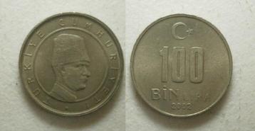 PD31252 Turkije 100.000 (100 bin) lira 2002 beschikbaar voor biedingen
