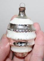 antieke Kerstbal met sneeuw accenten - zilver, Diversen, Kerst, Ophalen of Verzenden, Gebruikt