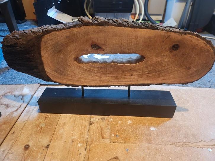 Houten Boomstamschijf op Standaard, Huis en Inrichting, Woonaccessoires | Wanddecoraties, Ophalen of Verzenden