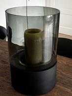 Groot windlicht van zwart , smoke glas, Ophalen, Overige materialen, 25 tot 50 cm, Zwart
