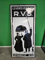 Emaille bord rvs verzekeringen, Ophalen, Gebruikt, Reclamebord