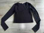 H&M croptop longsleeve shirt tshirt top M zwart zwarte, Verzenden, Zo goed als nieuw, Maat 48/50 (M), Zwart