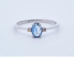 Witgouden ring 14 kt met transparante saffier, Sieraden, Tassen en Uiterlijk, Ringen, Blauw, Nieuw, Ophalen of Verzenden, 17 tot 18