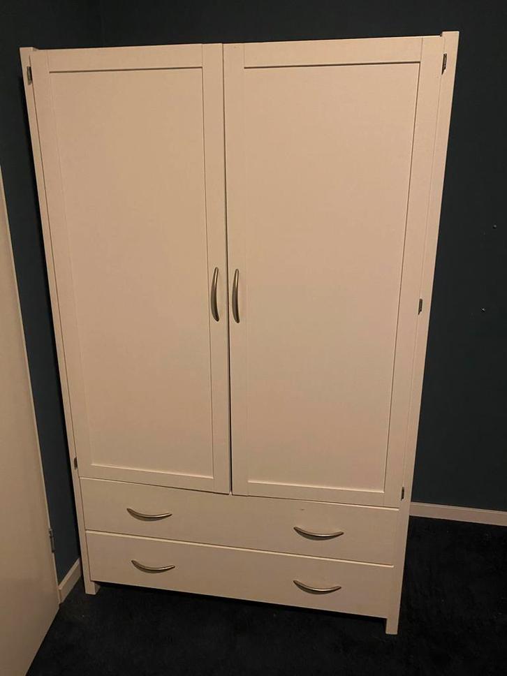 Witte Grenen Linnenkast met Lades & Legplanken, Huis en Inrichting, Kasten | Kledingkasten, Gebruikt, 150 tot 200 cm, 100 tot 150 cm