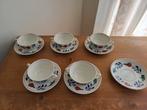 5 oud boerenbont soepkom met schotel, Antiek en Kunst, Antiek | Servies los, Ophalen of Verzenden