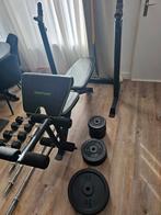 Complete homegym, bankje, Squatrek, dumbells, 120kg, Ophalen, Zo goed als nieuw, Fitnessbank