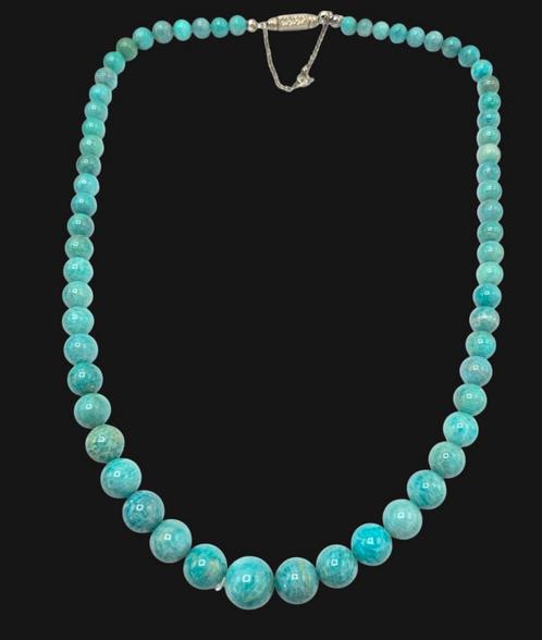 Prachtige  Kralen Ketting met Zilveren Slot, Sieraden, Tassen en Uiterlijk, Kettingen, Zo goed als nieuw, Zilver, Blauw, Verzenden