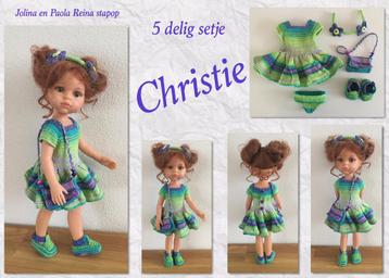 PATROON: 5 delig kledingsetje Christie voor 32cm sta poppen beschikbaar voor biedingen