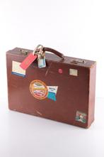 Harde zakelijke Bruine leren koffer met klepmappen KLM, Sieraden, Tassen en Uiterlijk, Koffers, Gebruikt, Minder dan 35 cm, Leer