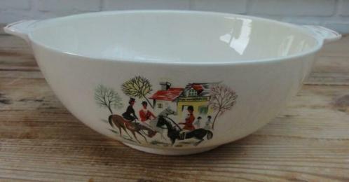 Engelse vintage schaal met paarden, ruiters en honden, jacht, Antiek en Kunst, Curiosa en Brocante, Ophalen of Verzenden
