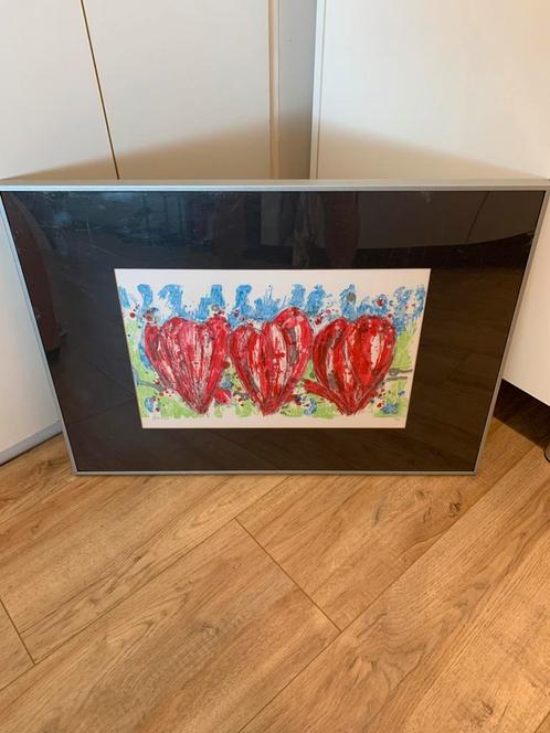 Krokussen rood zeefdruk van Ad van Hassel, nr 13 van 50, Antiek en Kunst, Kunst | Schilderijen | Abstract, Ophalen