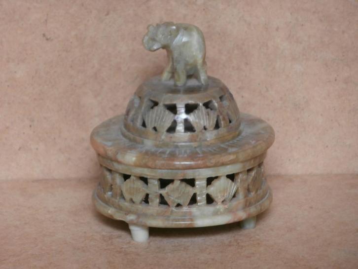 Sierlijke doosje sieradenkistje olifant marmer kistje India, Antiek en Kunst, Curiosa en Brocante, Ophalen of Verzenden