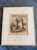 Maastricht. Helpoort. Stadspoort. Oude gravure. Zie foto’s., Antiek en Kunst, Kunst | Etsen en Gravures, Ophalen of Verzenden