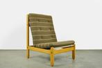 Vintage Deense eiken loungestoel met wollen bekleding 60s, Hout, Scandinavisch design, Gebruikt, 75 tot 100 cm