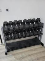 Complete Dumbbellset 5–25 kg + Stevig 3-Laags Rek, Sport en Fitness, Ophalen, Gebruikt, Benen, Dumbbell