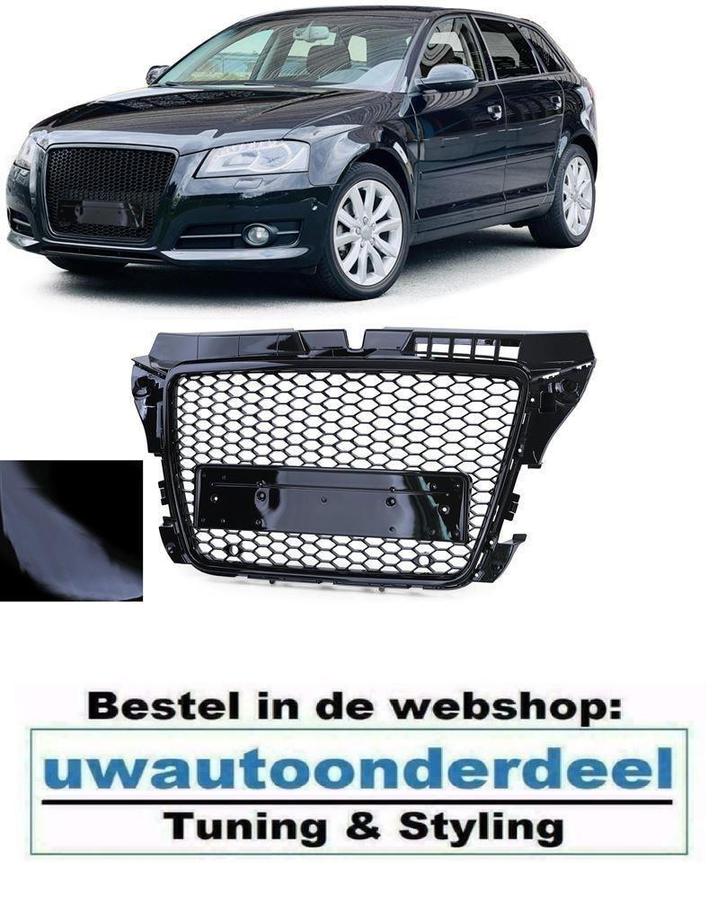 Sport Grill Zwart Honingraat Geschikt voor Audi A3 8P RS3 Lo, Auto diversen, Tuning en Styling, Verzenden