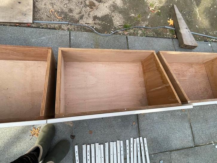 5 lades voor knieschotten zolder (mdf, RAL 9001), Doe-het-zelf en Verbouw, Hout en Planken, Zo goed als nieuw, Plank, Overige houtsoorten