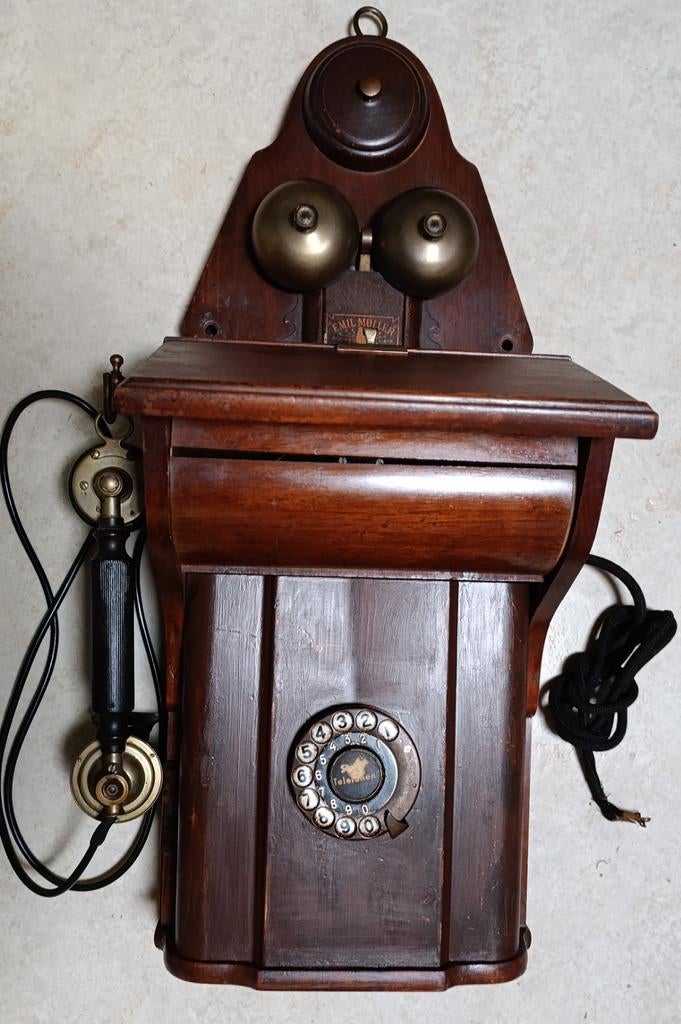 Antieke Wandtelefoon Emil Möller Horsens, Antiek en Kunst, Ophalen of Verzenden