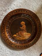 Antiek vintage houten bord beschilderd,  uitgesneden randen, Antiek en Kunst, Antiek | Religie, Ophalen of Verzenden