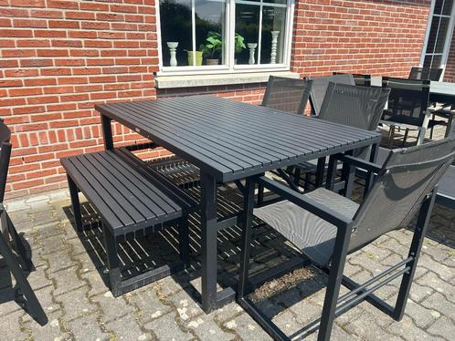 5 delige Aluminium tuinset, in de kleur zwart, Tuin en Terras, Tuinsets en Loungesets, Zo goed als nieuw, Tuinset, Aluminium, 5 zitplaatsen