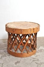 Vintage bijzettafel geitenvacht leer hout tafeltje sidetable, Ophalen of Verzenden, Nieuw