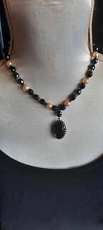Antieke  rouwketting,parels en facetgeslepen zwarte git, Sieraden, Tassen en Uiterlijk, Ophalen of Verzenden, Overige materialen
