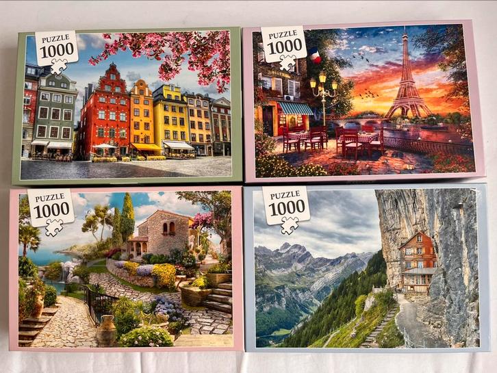 4 puzzels, Hobby en Vrije tijd, Denksport en Puzzels, Zo goed als nieuw, Legpuzzel, 500 t/m 1500 stukjes, Ophalen of Verzenden