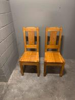 2 eiken stoelen, Huis en Inrichting, Stoelen, Ophalen, Gebruikt, Twee, Bruin