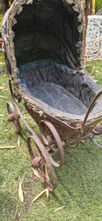 Antieke poppenwagen(midden 20e eeuw)Beer(van stro)*Brocante, Ophalen of Verzenden