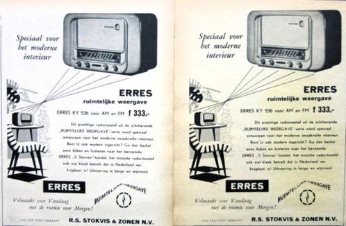 5 vintage advertenties reclames Erres radios 1954 radio, Verzamelen, Elektronische Apparatuur, Verzenden