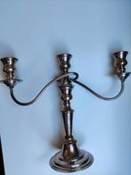 Verzilverde kandelaar, 3 arms, vintage, Antiek en Kunst, Antiek | Goud en Zilver, Ophalen of Verzenden, Zilver