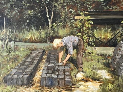 FJ Goosen, turfsteker te Kortenhoef, Antiek en Kunst, Kunst | Schilderijen | Klassiek, Ophalen