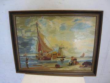 Strandtafereel met vrolijke kleuren, 75x58 beschikbaar voor biedingen