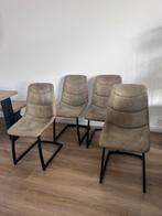 4 eetkamerstoelen met zwart stalen frame, Huis en Inrichting, Stoelen, Ophalen, Gebruikt, Overige kleuren, Vier