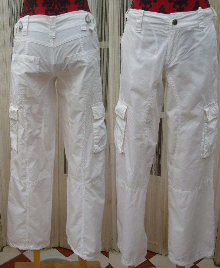 Only katoenen witte broek size 34 (maat 40), Kleding | Dames, Broeken en Pantalons, Zo goed als nieuw, Maat 38/40 (M), Wit, Lang