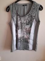 Top mt38 mouwloos Biba groen creme, Maat 38/40 (M), Overige kleuren, Ophalen of Verzenden, Zo goed als nieuw