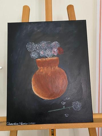Uniek Bloemenkunstwerk – Handgemaakt met Detail 40x60cm beschikbaar voor biedingen