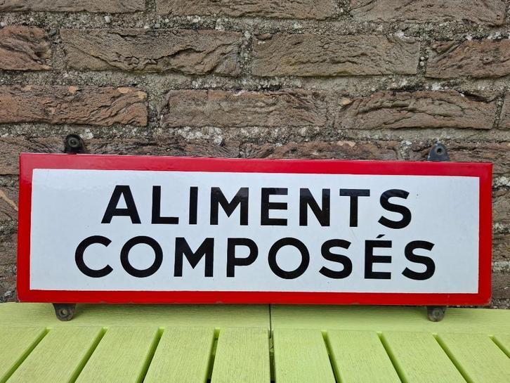 Emaillebord Aliments Composés, Antiek en Kunst, Antiek | Emaille, Ophalen of Verzenden
