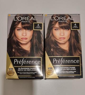 2x L'Oréal Préférence haarverf, 4 tahiti natuurbruin beschikbaar voor biedingen