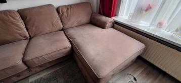 BEIGE LICHTBRUINE HOEKBANK TE KOOP