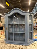 Antiek blauw servieskastje, Huis en Inrichting, Kasten | Vitrinekasten, Minder dan 50 cm, Gebruikt, Ophalen of Verzenden, Minder dan 100 cm